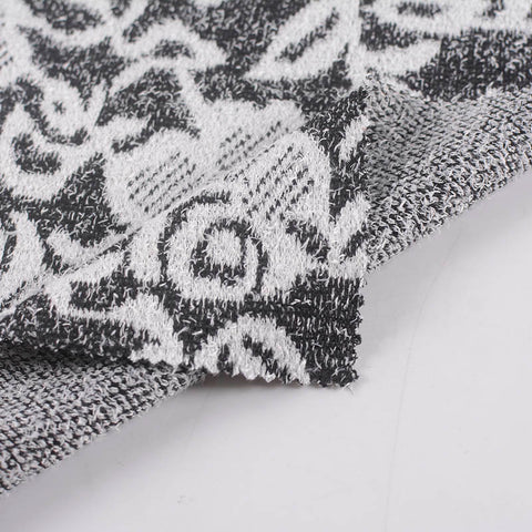 Black Floral Jacquard, Polyester, 277 gsm