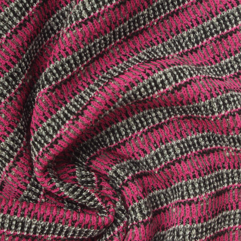 Slub Polyester Cotton Metallic Stretch Bouclé Fabric, 290 gsm, 153 cm — Pink