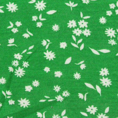 White Floral Jersey Knit, Poly-Viscose, 170 gsm