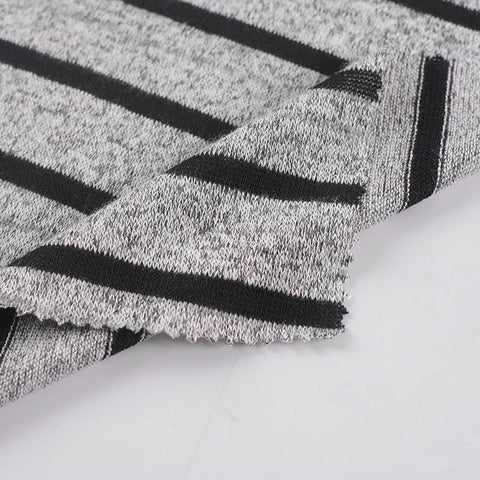 Black Vertical-Stripe Chunky Knit, Poly-Cotton, 189 gsm