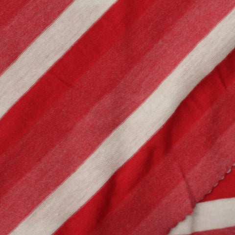 Red Horizontal-Stripe Jersey Knit, Poly-Viscose, 132 gsm