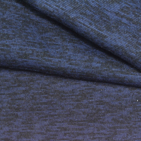 Blue Heathered-Marl Jersey Knit, Polyester, 255 gsm