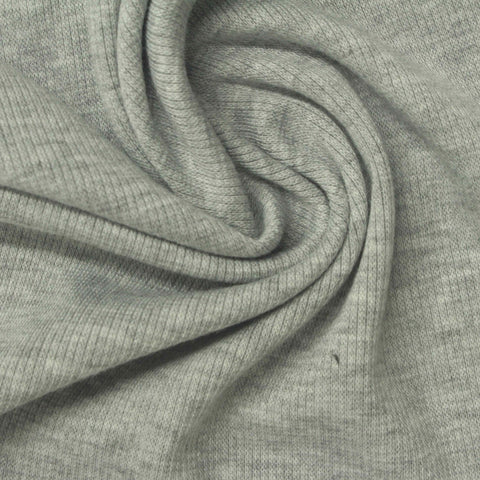 Light Grey Heathered-Marl Rib Knit, Poly-Viscose, 250 gsm