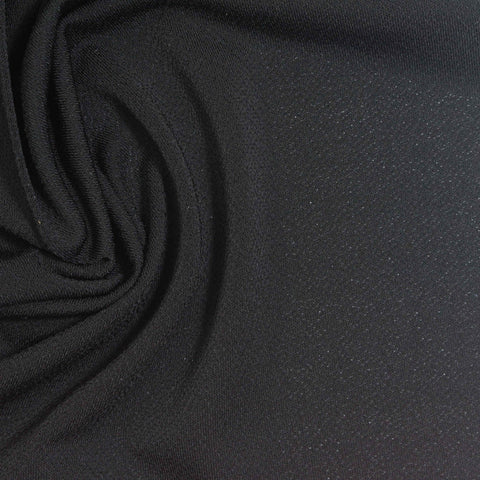 Viscose Stretch Linen-Look Fabric, 190 gsm, 165 cm — Black