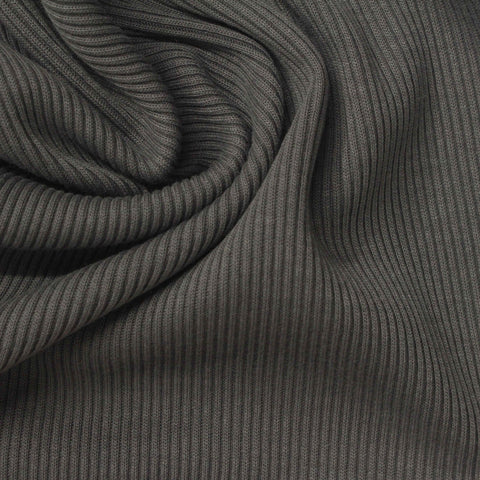 Charcoal Rib Knit, Cotton-Poly
