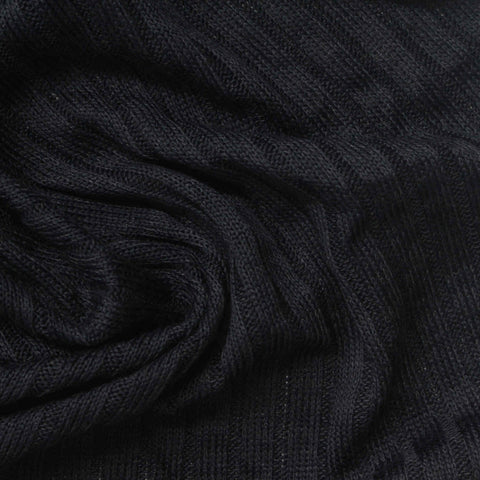 Polyester Stretch Rib Knit Fabric, 185 gsm, 157 cm — Navy