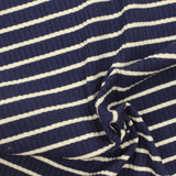 Navy Horizontal-Stripe Rib Knit, Viscose — photo 2