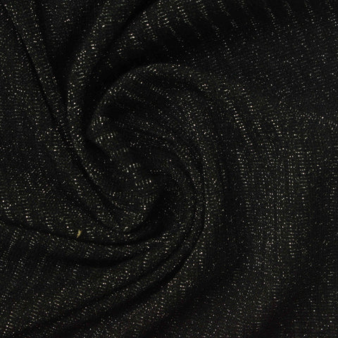 Black Glitter-Stripe Rib Knit, Poly-Metallic