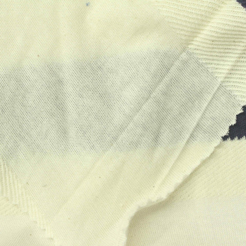 Cream Horizontal-Stripe French Terry, Cotton-Poly