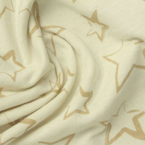 Beige Stars Rib Knit, Cotton