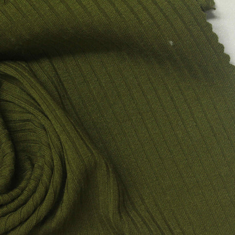 Polyester Viscose Stretch Rib Knit Fabric, 270 gsm, 136 cm — Green