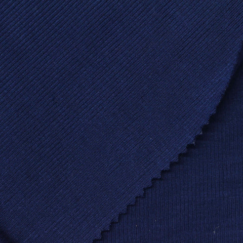 Modal Stretch Rib Knit Fabric, 229 gsm, 120 cm — Navy
