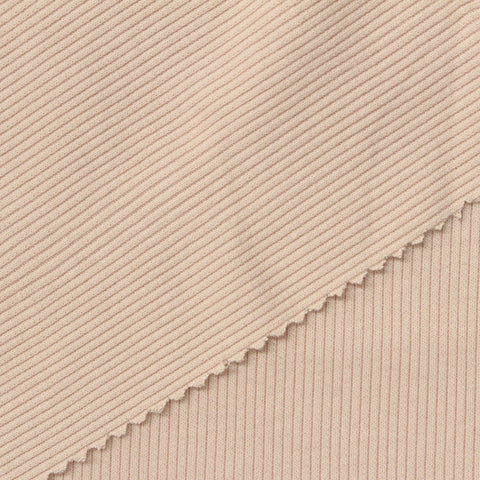 Polyester Stretch Rib Knit Fabric, 450 gsm, 130 cm — Beige