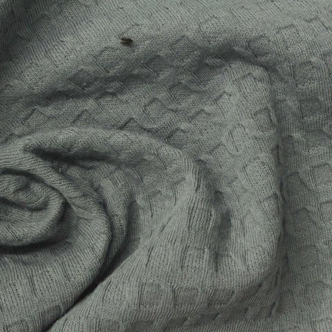 Grey Tone-on-Tone Square Waffle Knit, Cotton-Poly
