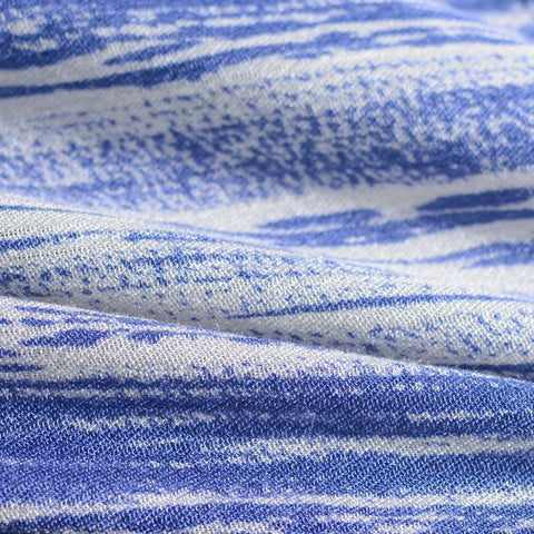 Blue Horizontal-Stripe Crepe, Viscose