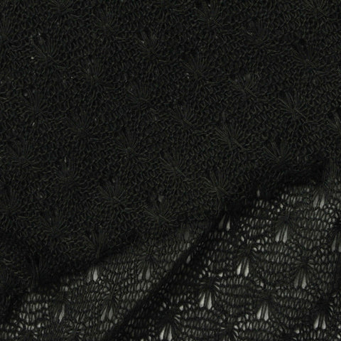 Black Openwork Chunky Knit, Polyester, 200 gsm