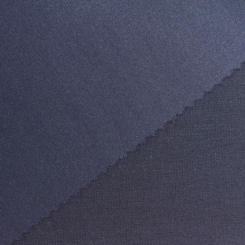 Washed Polyester Tencel Lyocell Stretch Scuba Knit Fabric, 290 gsm, 160 cm — Navy