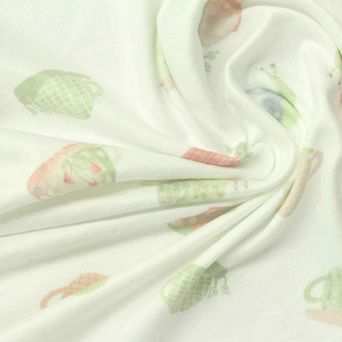 Animal Print Polyester Stretch Milk Silk Knit Fabric, 175 gsm, 166 cm — White