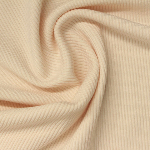 Modal Polyester Stretch Rib Knit Fabric, 405 gsm, 10 cm — Beige