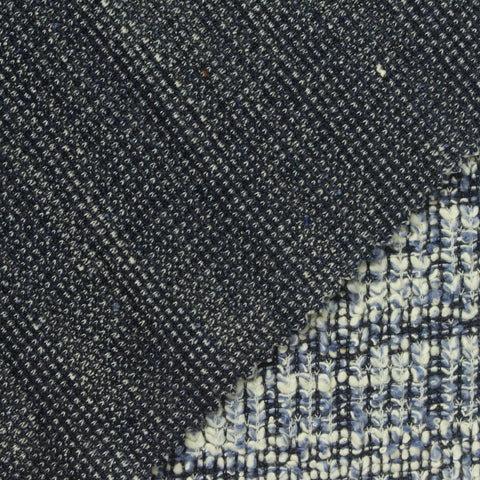 Blue Vertical-Leaf Bouclé, Poly-Cotton