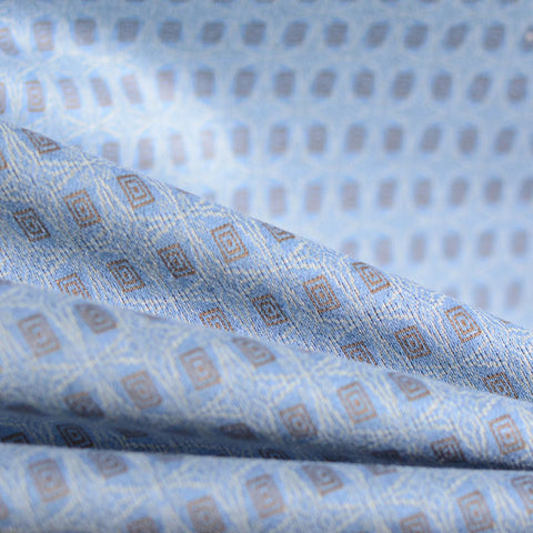 Light Blue Geometric-Square Jacquard, Poly-Viscose