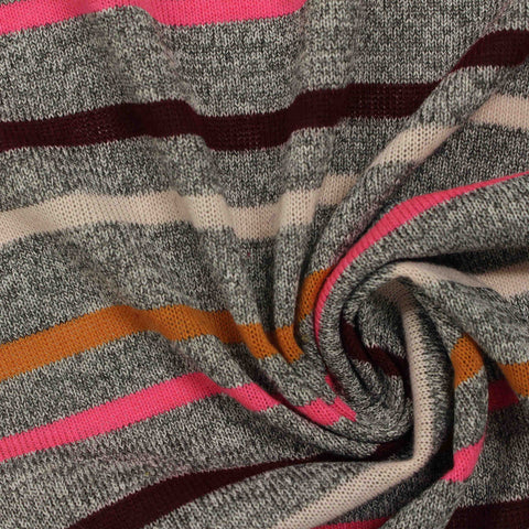 Orange Horizontal-Stripe Jersey Knit, Polyester, 285 gsm