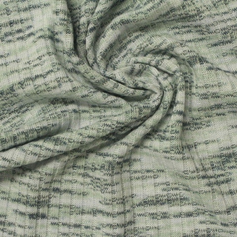 Dark Green-Grey Fine-Marl Rib Knit, Poly-Viscose