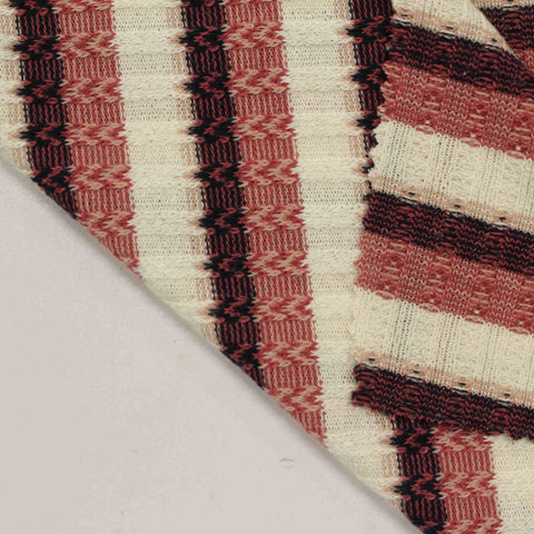 Cream Horizontal-Stripe Rib Knit, Poly-Viscose, 260 gsm