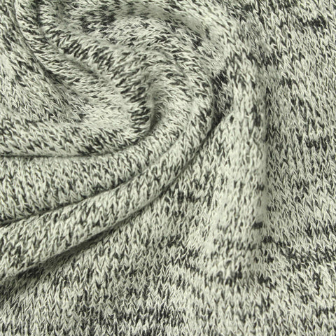 Dark Grey Heathered-Marl Chunky Knit, Viscose-Poly, 208 gsm