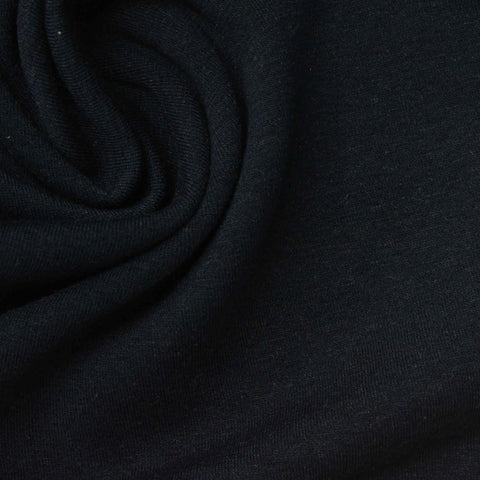 Polyester Cotton Blend Stretch Rib Knit Fabric, 400 gsm, 193 cm — Black