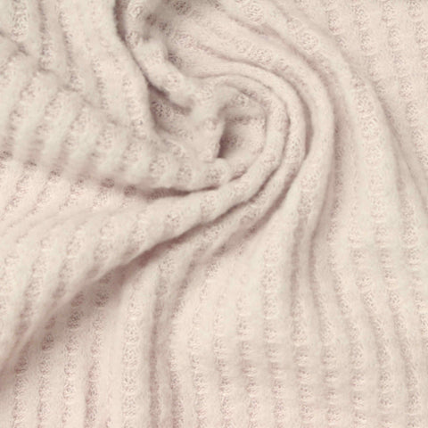 Brushed Polyester Viscose Stretch Waffle Knit Fabric, 220 gsm, 160 cm — Beige