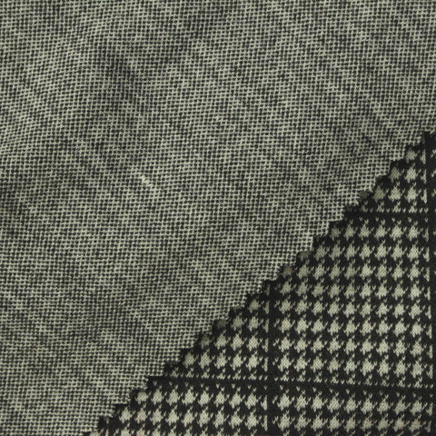 Black Houndstooth Interlock Knit, Polyester