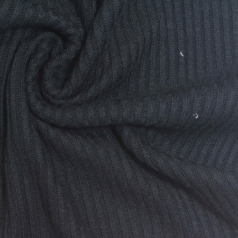 Black Rib Knit, Viscose-Poly