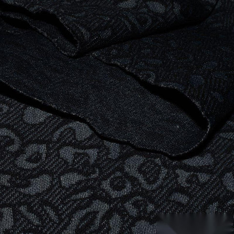 Dark Grey Tone-on-Tone Leopard Jacquard, Viscose-Nylon