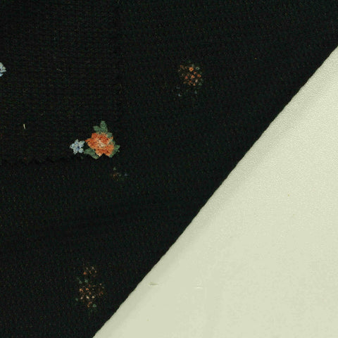 Orange Floral Waffle Knit, Viscose, 181 gsm