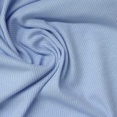 Tencel Lyocell Acetate Stretch Rib Knit Fabric, 215 gsm, 160 cm — Blue