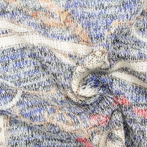 Blue Abstract Chunky Knit, Viscose-Poly