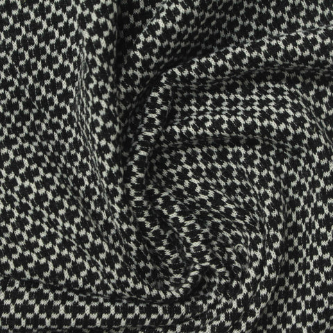 Black Houndstooth Jersey Knit, Cotton-Poly, 160 gsm, 150 cm