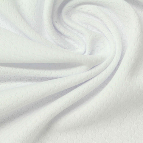 White Geometric Birdseye Knit, Polyester