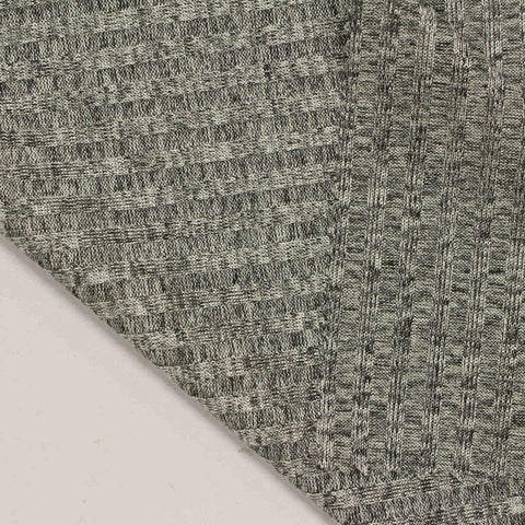 Heather Grey Marl Rib Knit, Polyester, 185 gsm