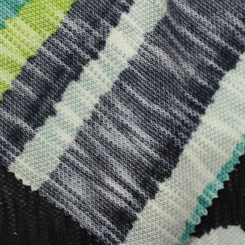 Teal Horizontal-Stripe Chunky Knit, Polyester, 250 gsm
