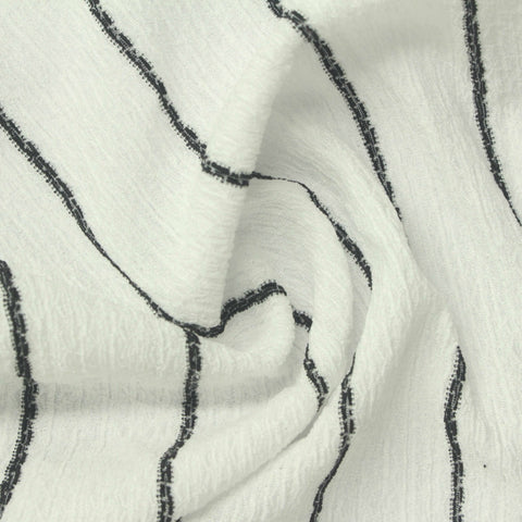 Black Vertical-Stripe Crepe, Polyester, 152 gsm