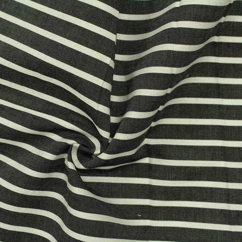 Black Stripe Poplin, Cotton