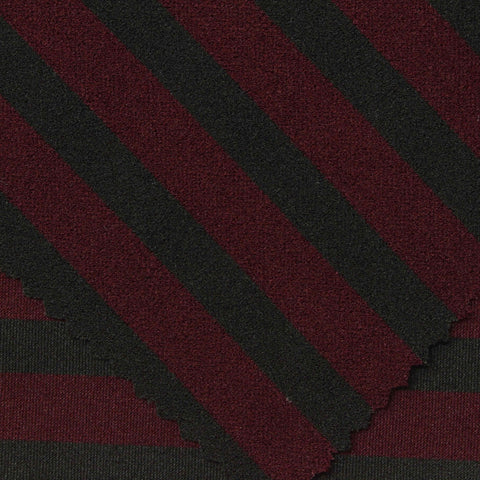 Dark Red Stripes Scuba Knit, Polyester