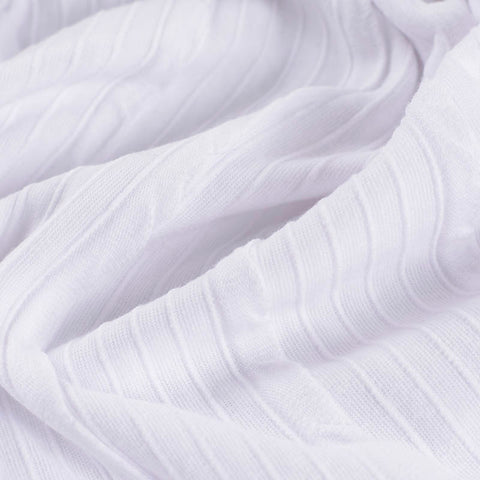 Jacquard Cotton Stretch Knit Fabric, 160 gsm, 135 cm — White
