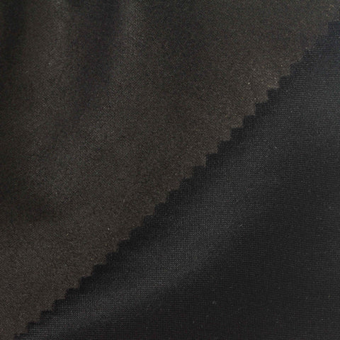 Polyester Stretch Faux Suede Fabric, 245 gsm, 155 cm — Black