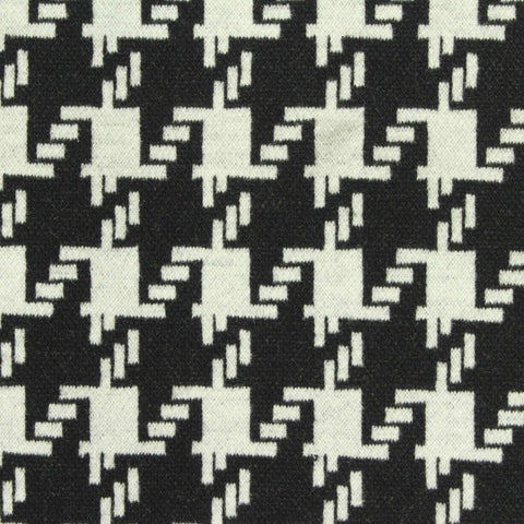 Black Houndstooth Jacquard, Poly-Viscose, 393 gsm