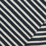 Navy Horizontal-Stripe Jersey Knit, Polyester — photo 2