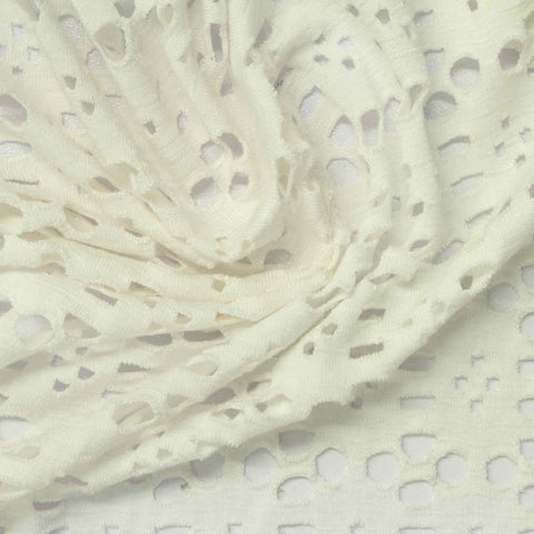 Jacquard Viscose Stretch Knit Fabric, 195 gsm — White