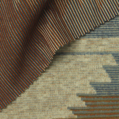 Blue Geometric Interlock Knit, Poly-Viscose, 214 gsm